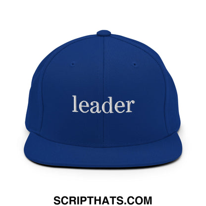 Leader Embroidered Flat Bill Brim Snapback Hat Royal Blue