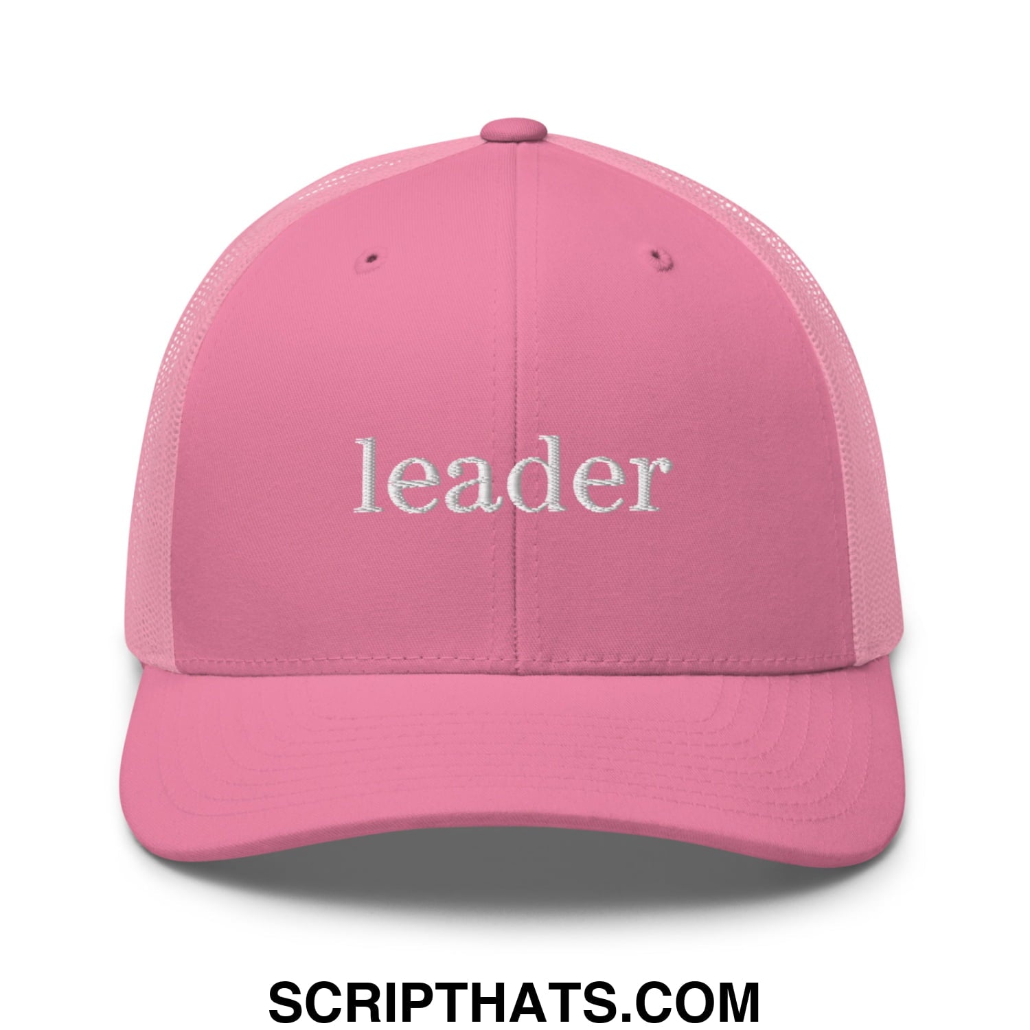 Leader Embroidered Mesh Trucker Hat Pink
