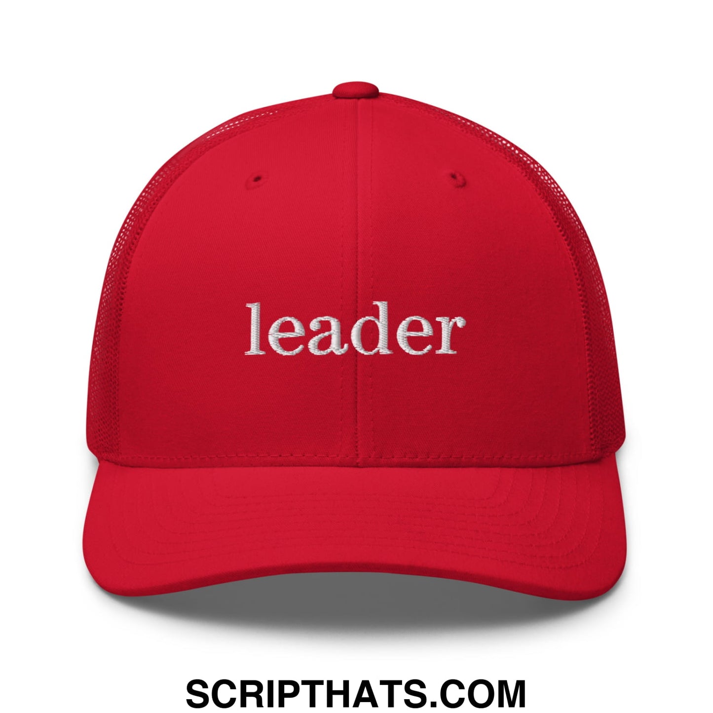 Leader Embroidered Mesh Trucker Hat Red
