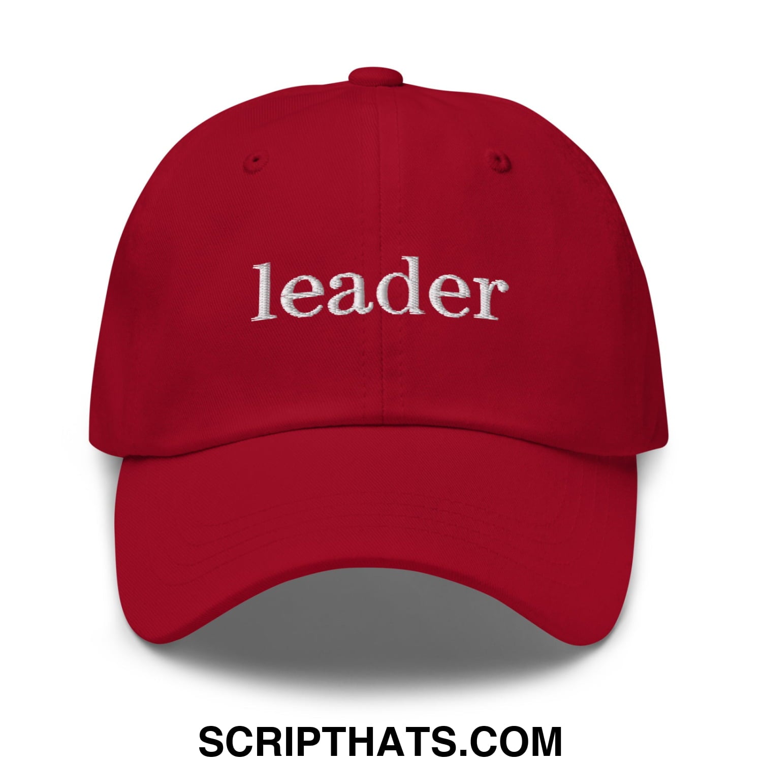 Leader Embroidered Unstructured Dad Hat Cranberry