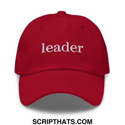 Leader Embroidered Unstructured Dad Hat Cranberry
