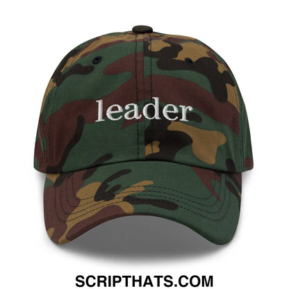 Leader Embroidered Unstructured Dad Hat Green Camo