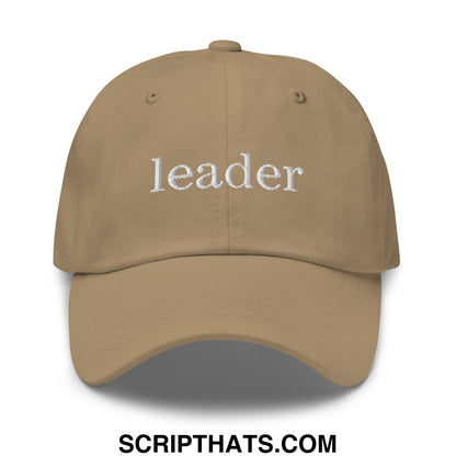 Leader Embroidered Unstructured Dad Hat Khaki