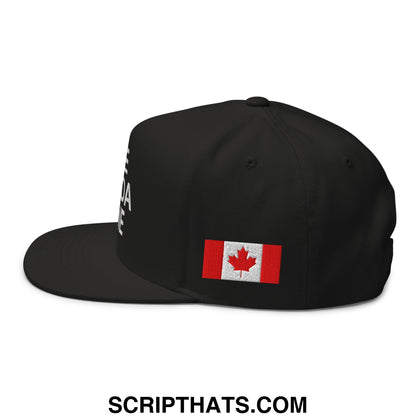 Leave Canada Alone Canada Flag Embroidered Flat Bill Brim 5 Panel Snapback Hat Black