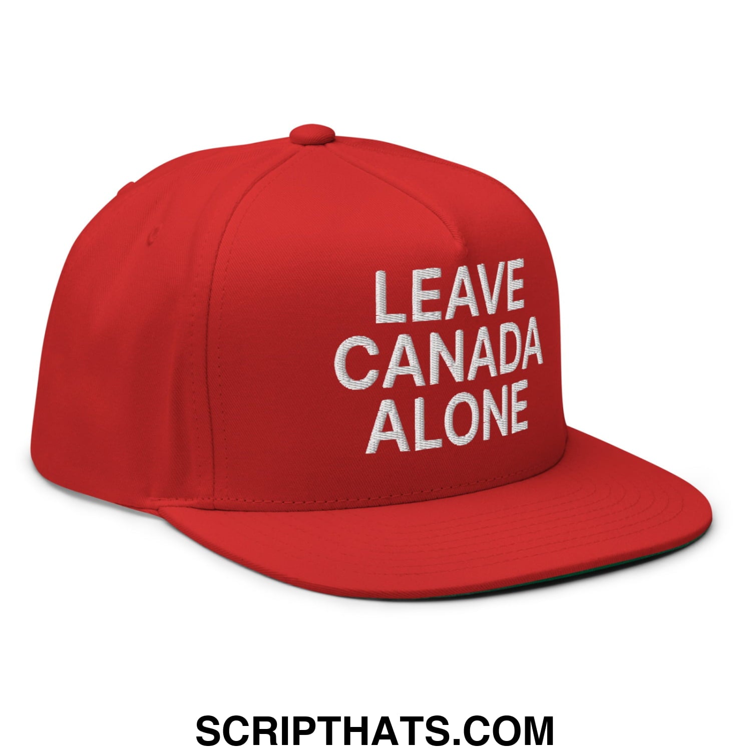 Leave Canada Alone Canada Flag Embroidered Flat Bill Brim 5 Panel Snapback Hat Red