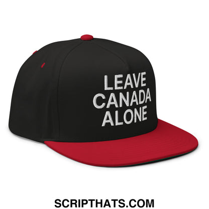 Leave Canada Alone Canada Flag Embroidered Flat Bill Brim 5 Panel Snapback Hat Black Red
