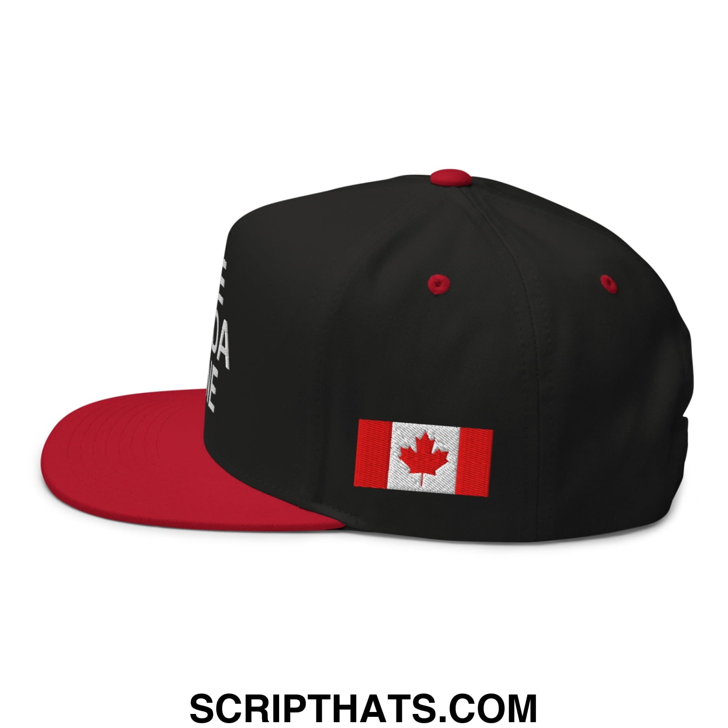 Leave Canada Alone Canada Flag Embroidered Flat Bill Brim 5 Panel Snapback Hat Black Red