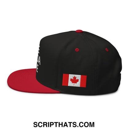 Leave Canada Alone Canada Flag Embroidered Flat Bill Brim 5 Panel Snapback Hat Black Red