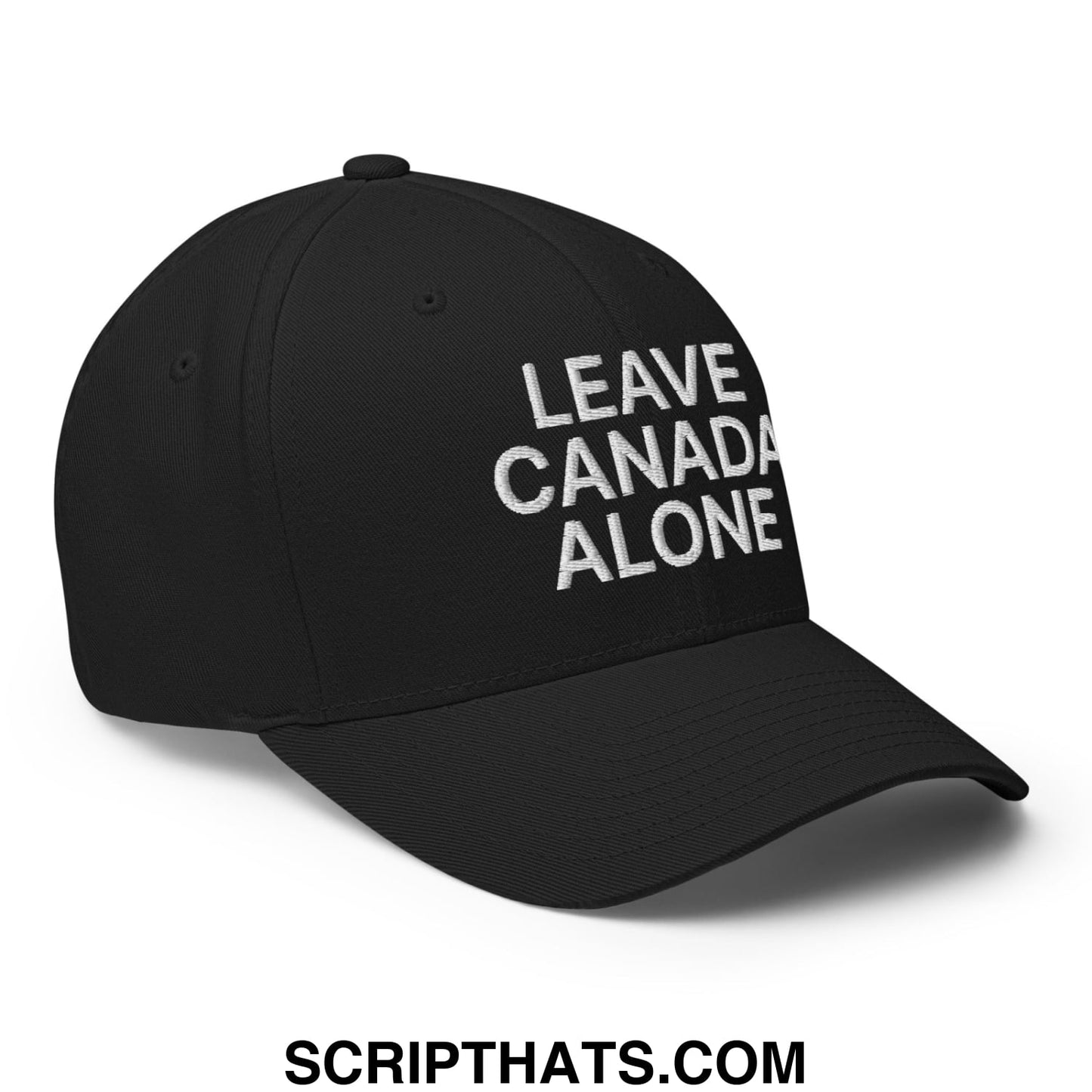 Leave Canada Alone Canada Flag Embroidered Stretch Fit Baseball Hat Black