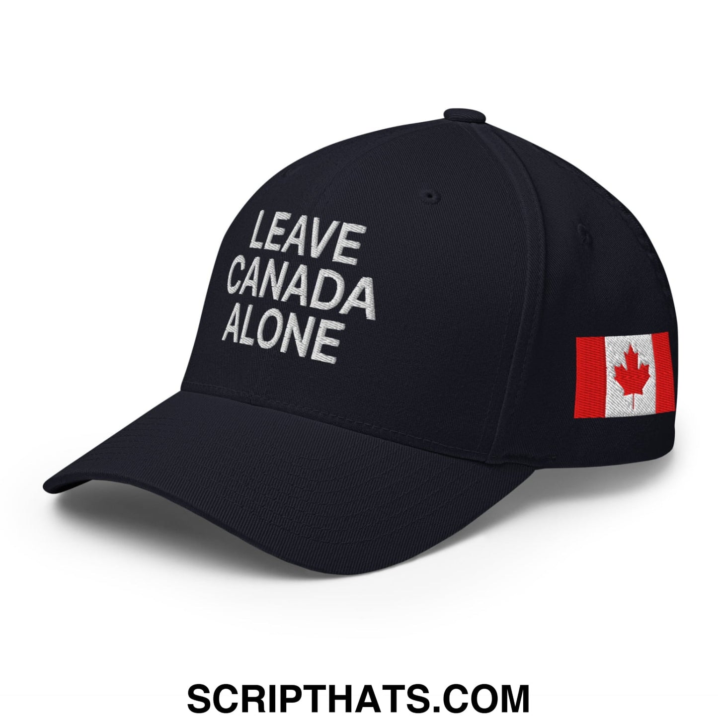 Leave Canada Alone Canada Flag Embroidered Stretch Fit Baseball Hat Dark Navy
