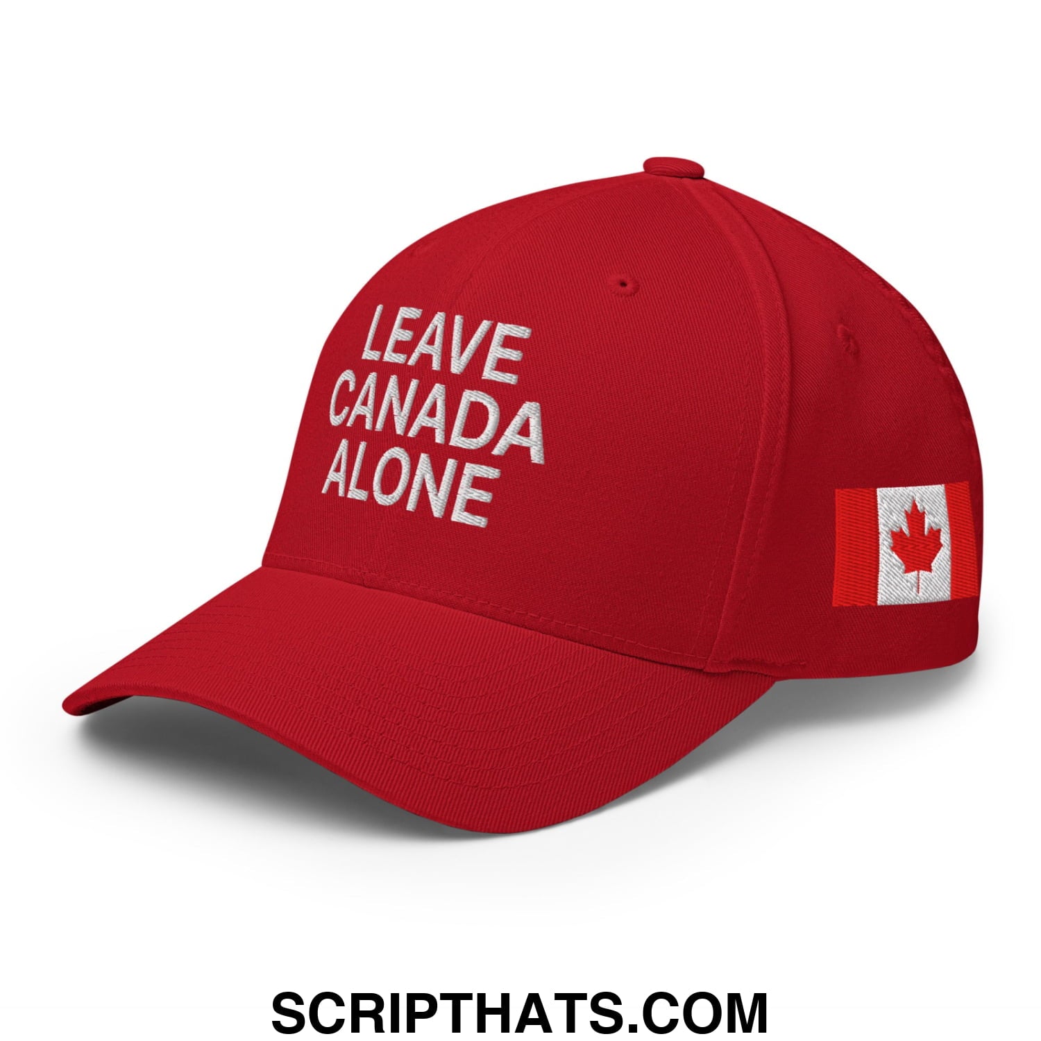 Leave Canada Alone Canada Flag Embroidered Stretch Fit Baseball Hat Red