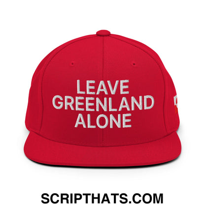 Leave Greenland Alone Embroidered Flat Bill Brim Snapback Hat Red