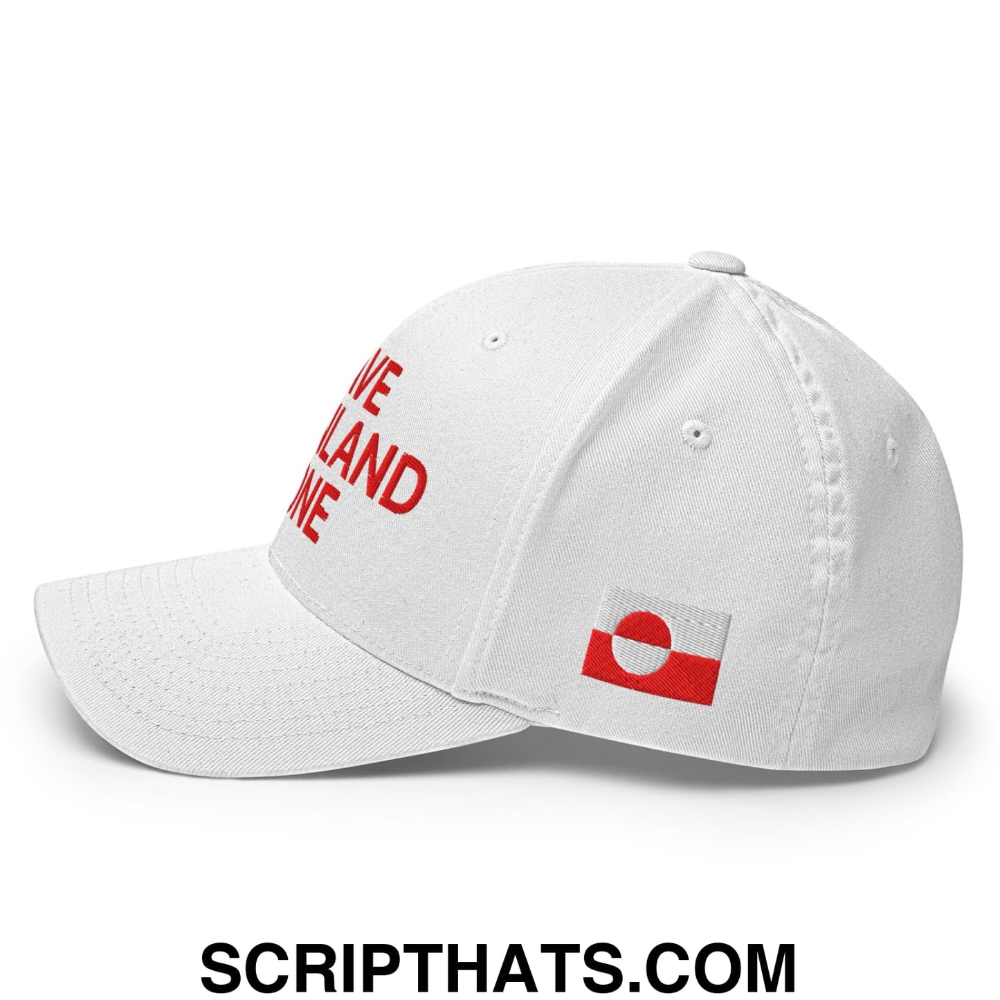Leave Greenland Alone Embroidered Stretch Fit Baseball Hat White