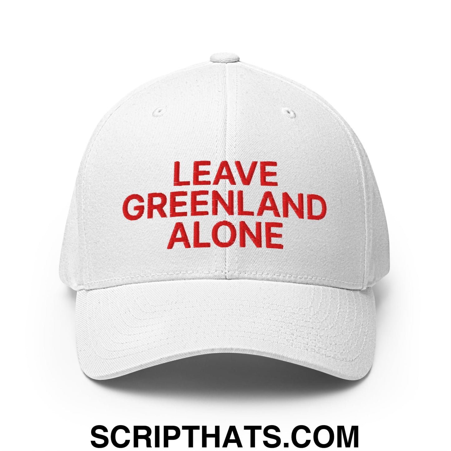 Leave Greenland Alone Embroidered Stretch Fit Baseball Hat White