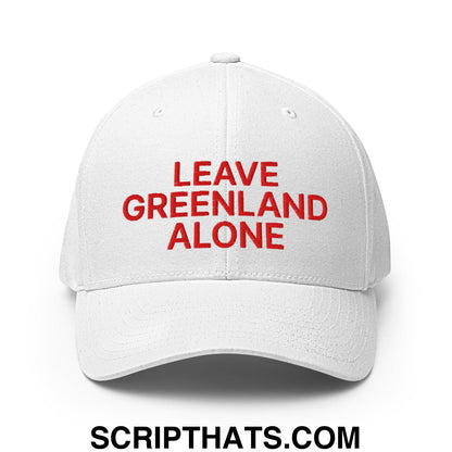 Leave Greenland Alone Embroidered Stretch Fit Baseball Hat White