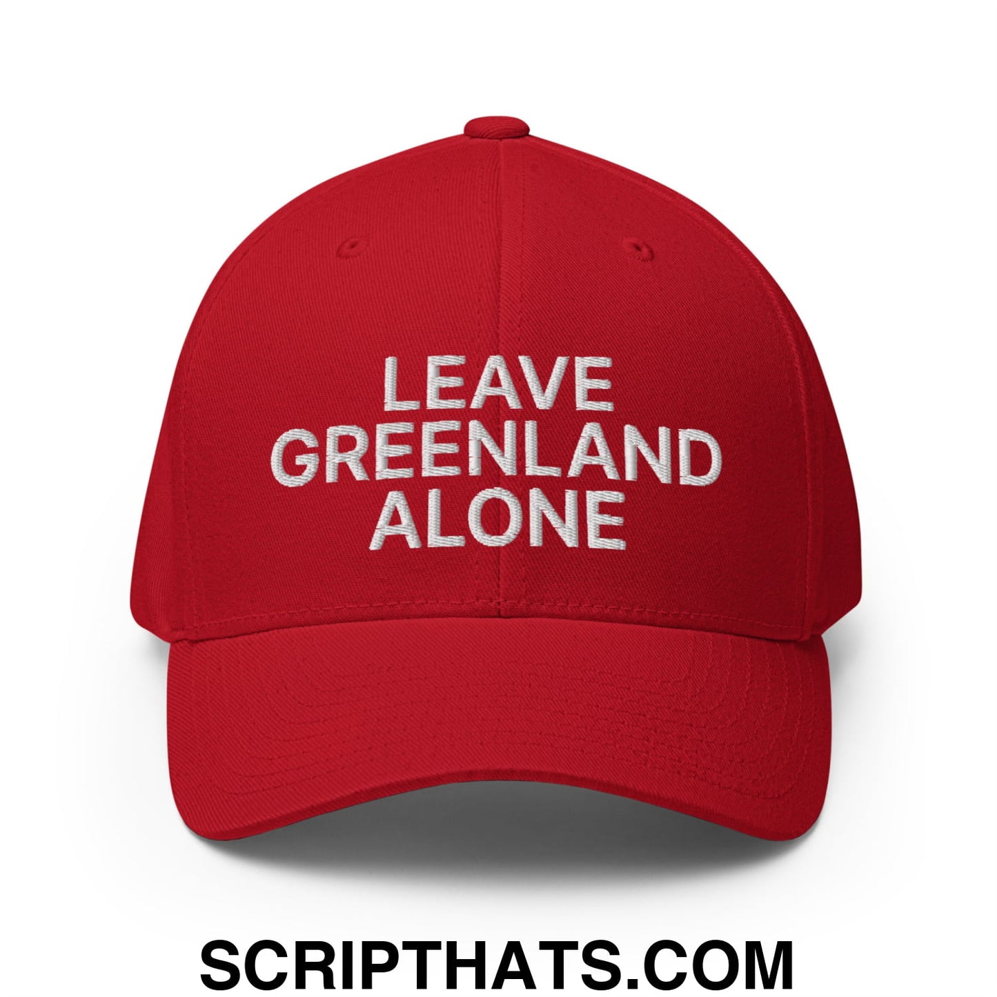 Leave Greenland Alone Embroidered Stretch Fit Baseball Hat Red