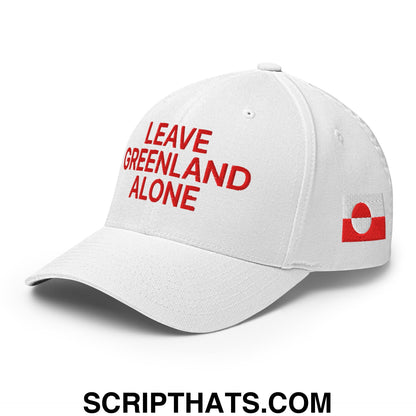 Leave Greenland Alone Embroidered Stretch Fit Baseball Hat White