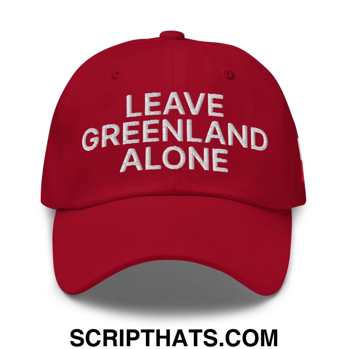 Leave Greenland Alone Embroidered Unstructured Dad Hat Cranberry