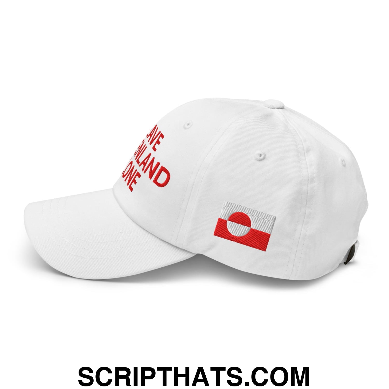 Leave Greenland Alone Embroidered Unstructured Dad Hat White