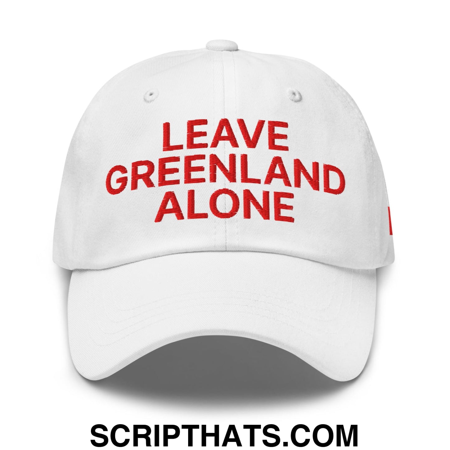 Leave Greenland Alone Embroidered Unstructured Dad Hat White