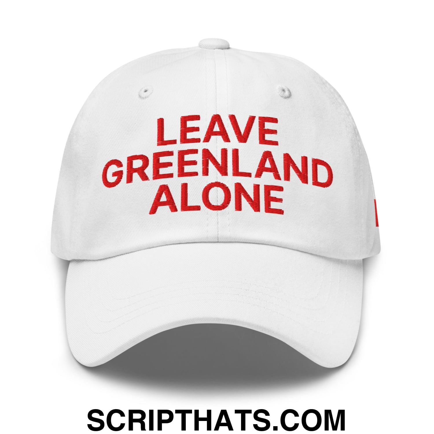 Leave Greenland Alone Embroidered Unstructured Dad Hat White