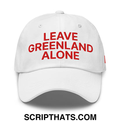 Leave Greenland Alone Embroidered Unstructured Dad Hat White