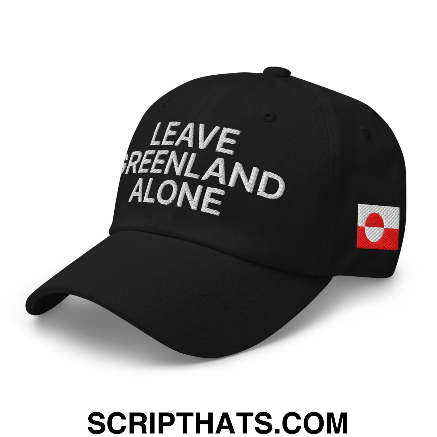 Leave Greenland Alone Embroidered Unstructured Dad Hat Black