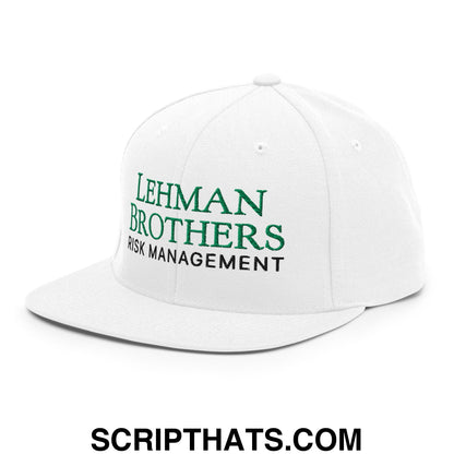 Lehman Brothers Risk Management Embroidered Flat Bill Brim Snapback Hat White
