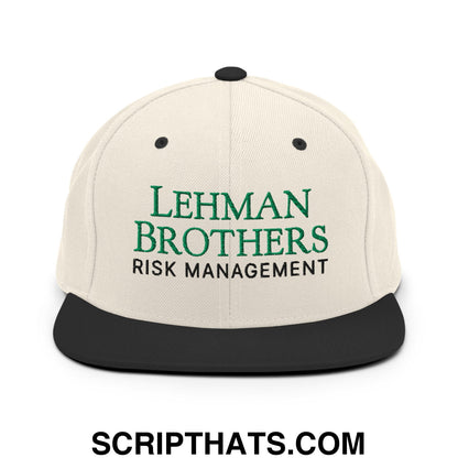 Lehman Brothers Risk Management Embroidered Flat Bill Brim Snapback Hat Natural Black