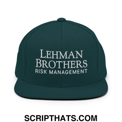 Lehman Brothers Risk Management Embroidered Flat Bill Brim Snapback Hat Spruce