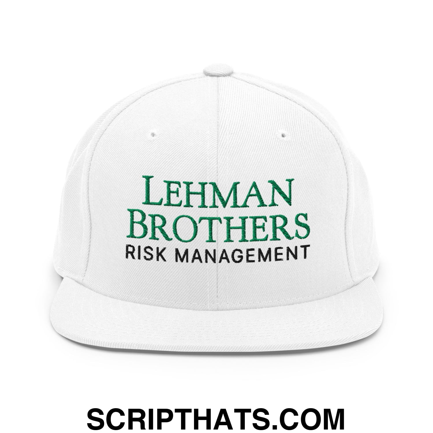 Lehman Brothers Risk Management Embroidered Flat Bill Brim Snapback Hat White