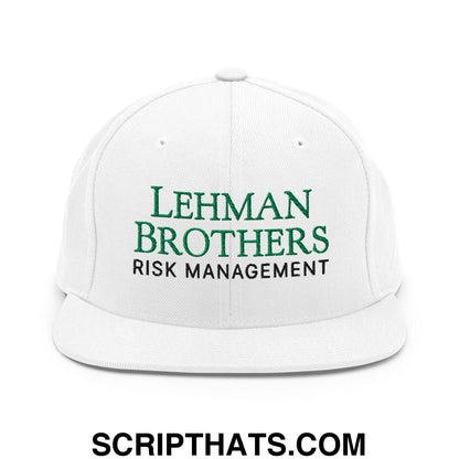 Lehman Brothers Risk Management Embroidered Flat Bill Brim Snapback Hat White