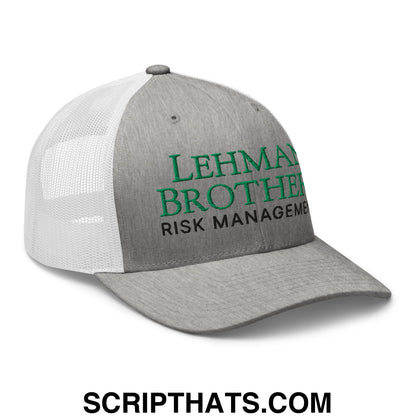 Lehman Brothers Risk Management Embroidered Mesh Trucker Hat Heather Grey White