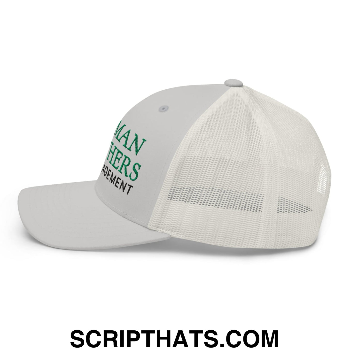 Lehman Brothers Risk Management Embroidered Mesh Trucker Hat Silver