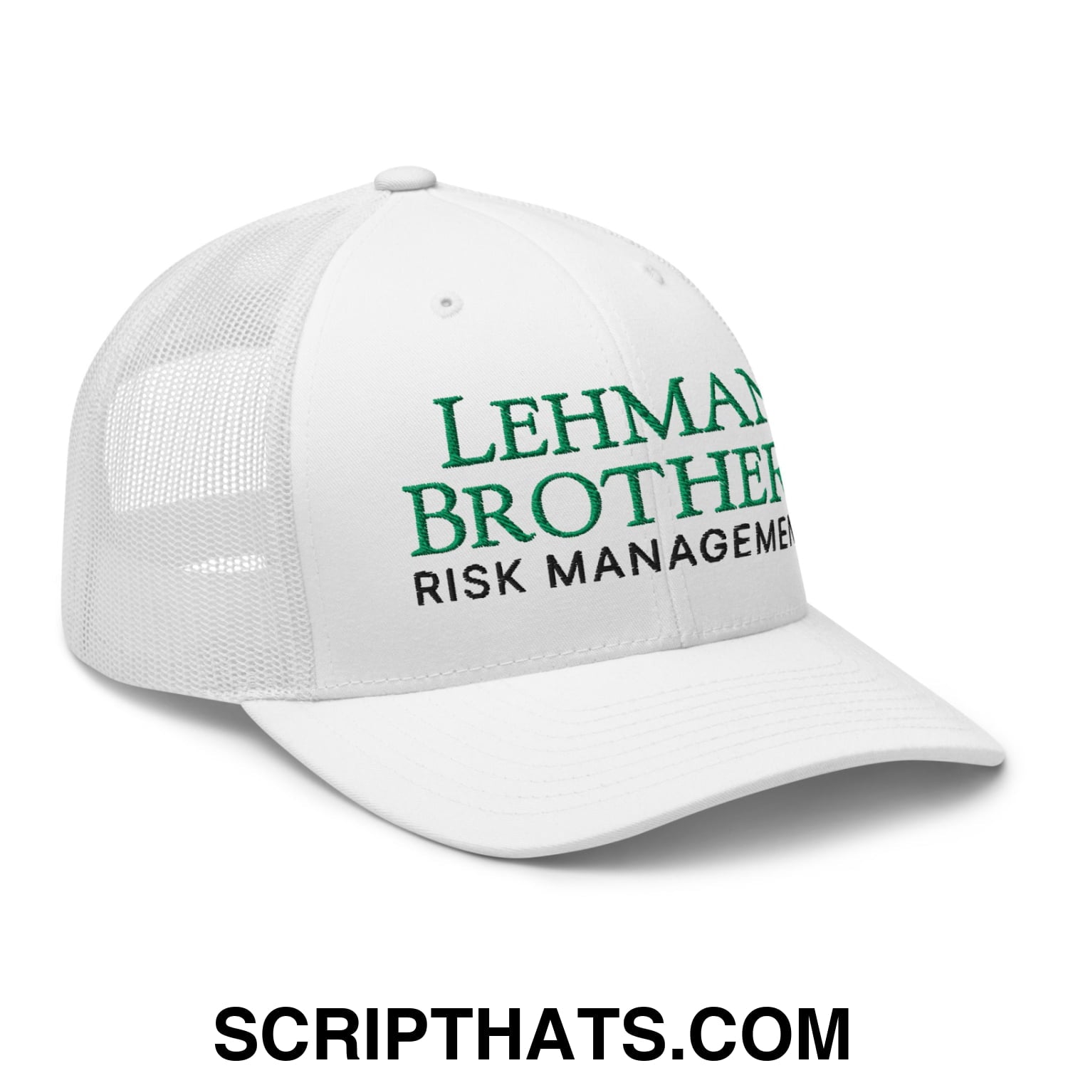 Lehman Brothers Risk Management Embroidered Mesh Trucker Hat White