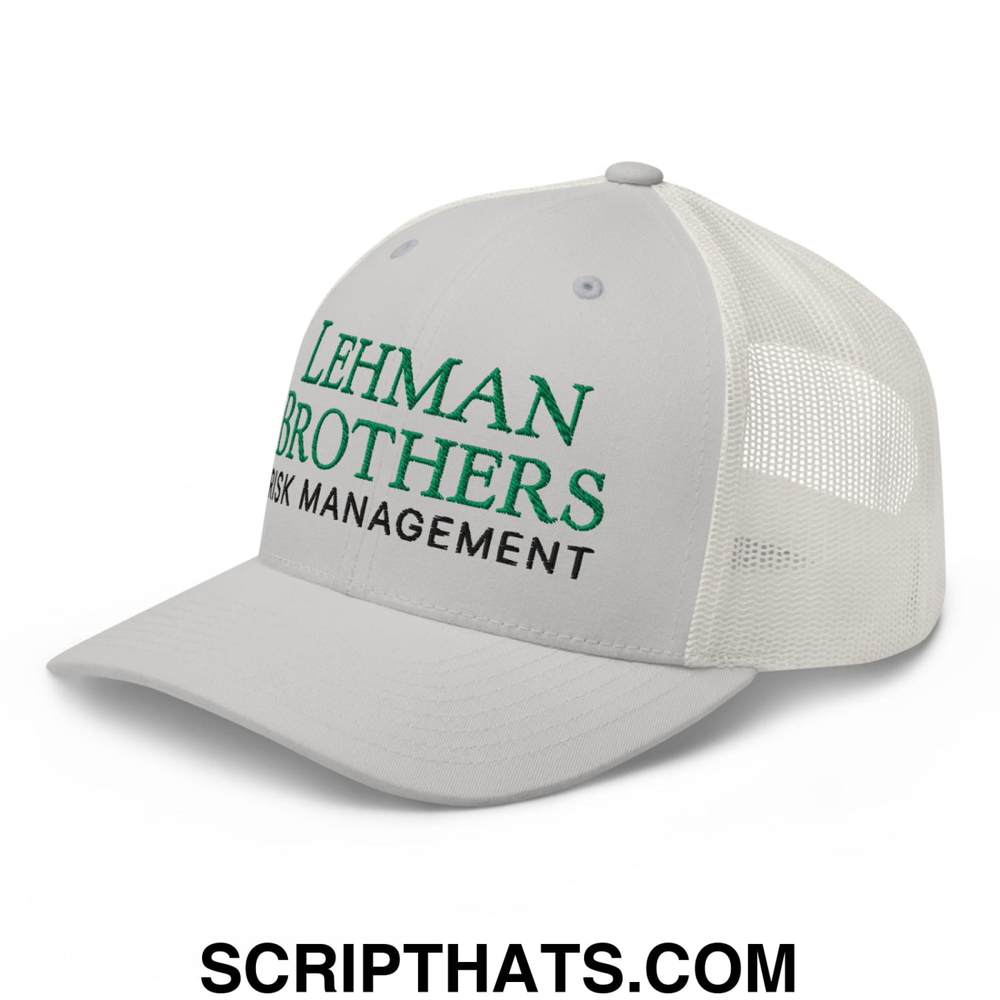 Lehman Brothers Risk Management Embroidered Mesh Trucker Hat Silver