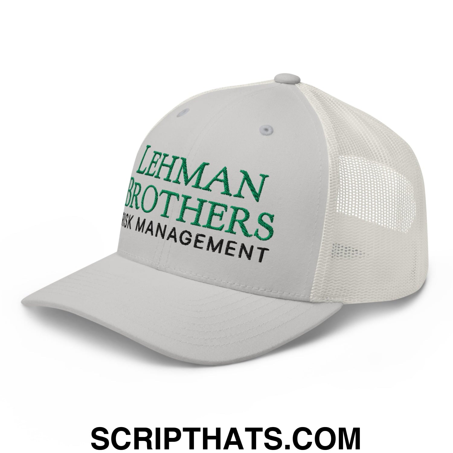 Lehman Brothers Risk Management Embroidered Mesh Trucker Hat Silver