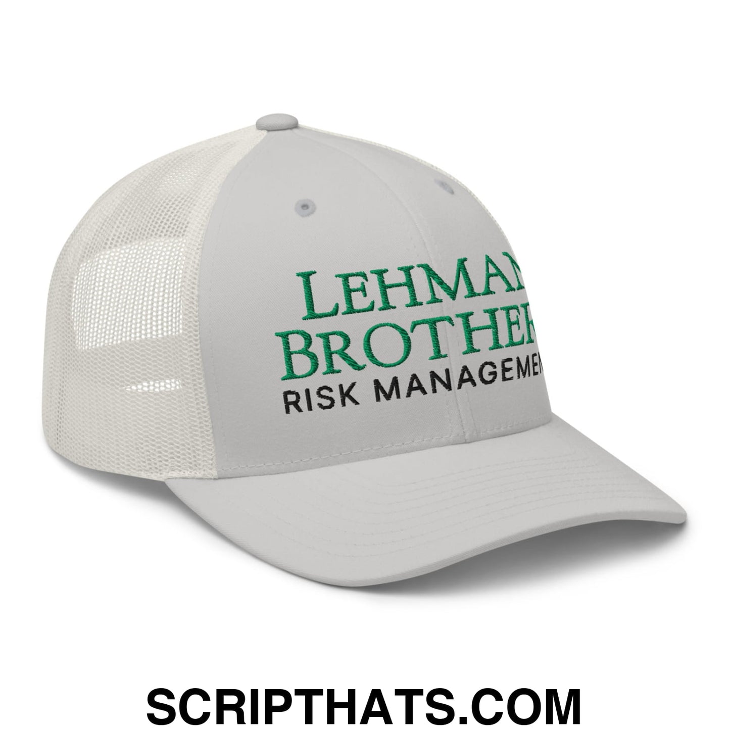 Lehman Brothers Risk Management Embroidered Mesh Trucker Hat Silver