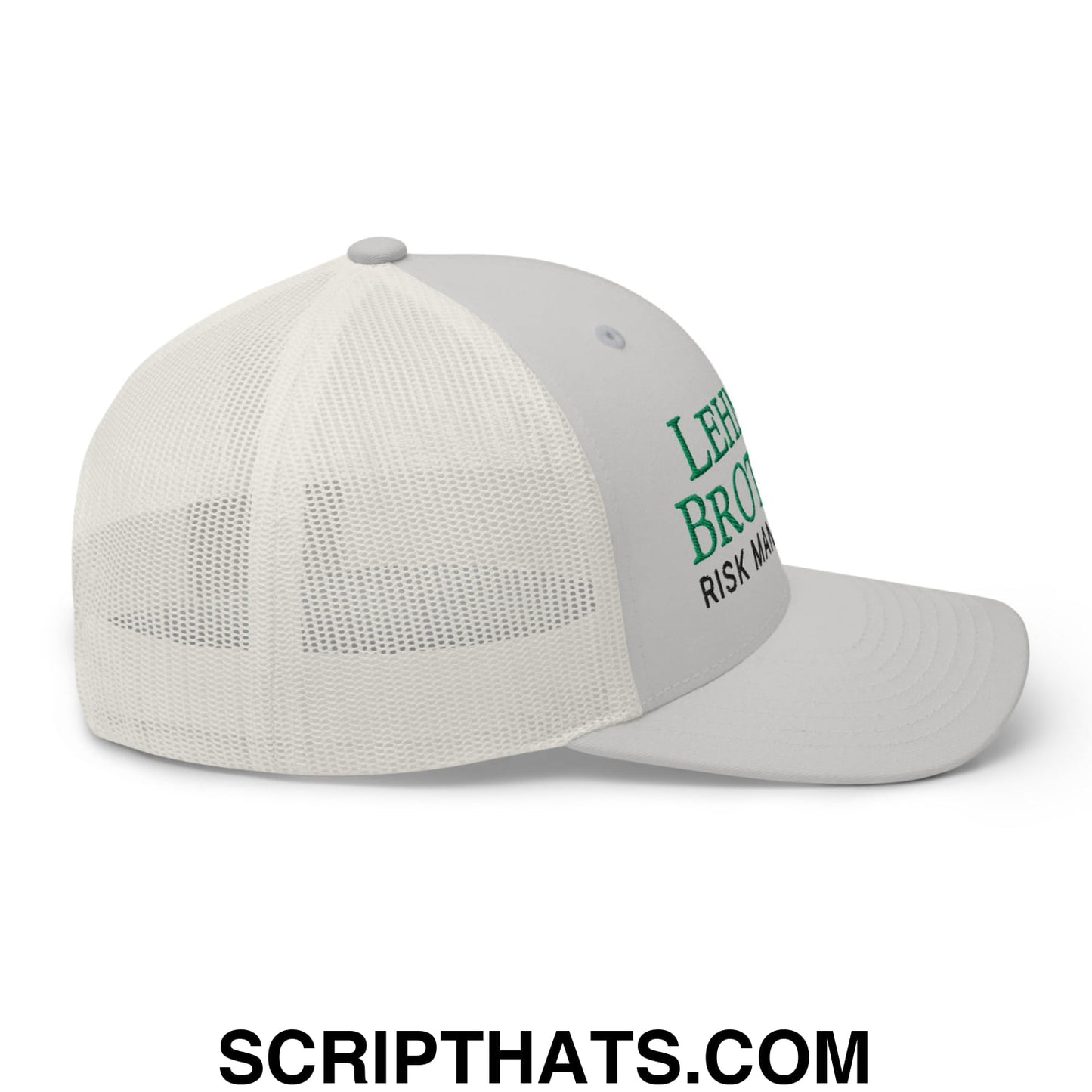 Lehman Brothers Risk Management Embroidered Mesh Trucker Hat Silver