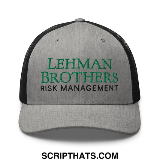 Lehman Brothers Risk Management Embroidered Mesh Trucker Hat Heather Black