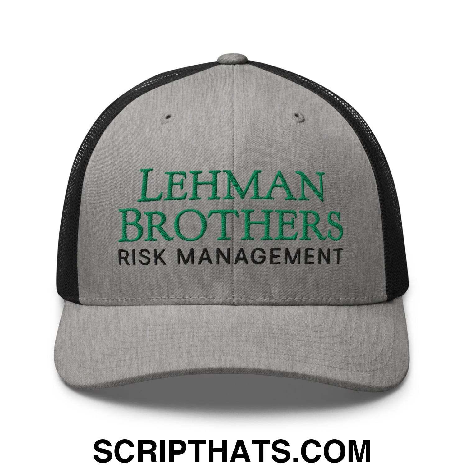 Lehman Brothers Risk Management Embroidered Mesh Trucker Hat Heather Black