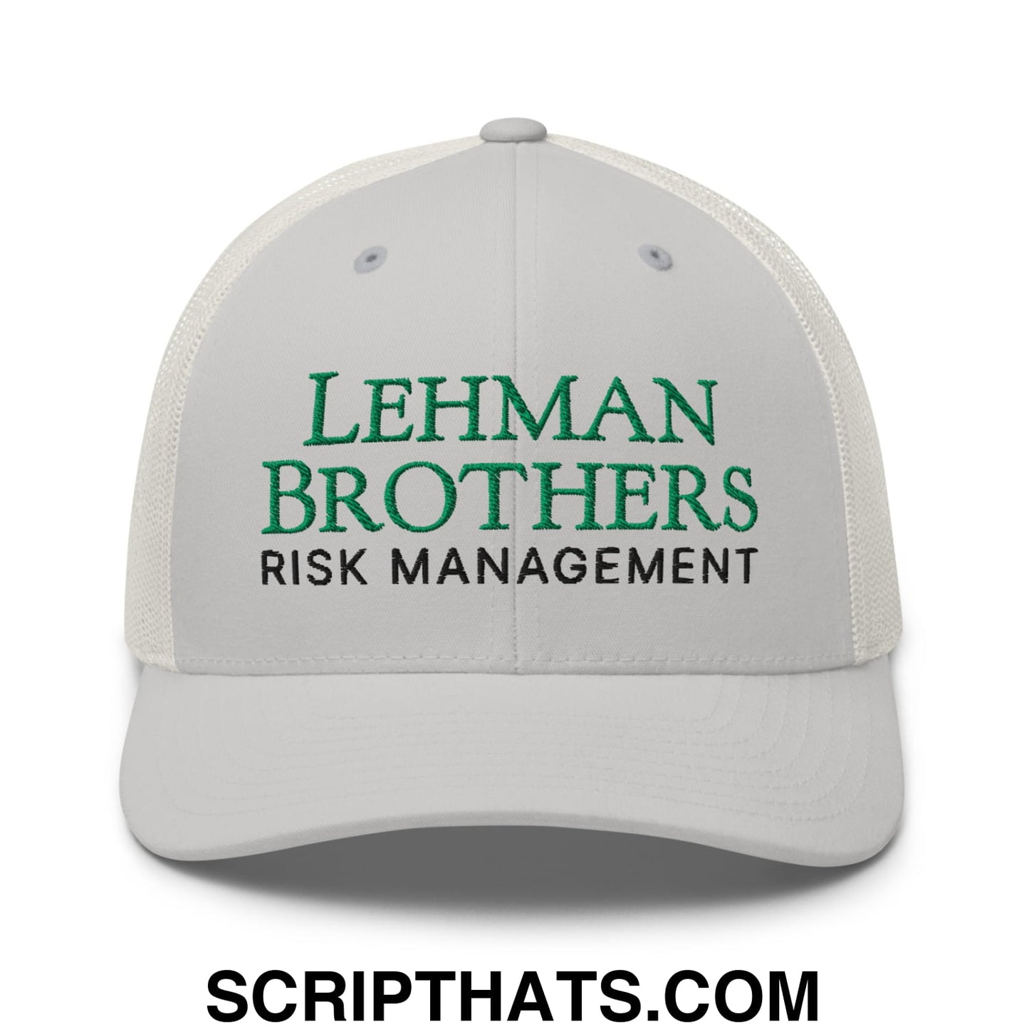 Lehman Brothers Risk Management Embroidered Mesh Trucker Hat Silver