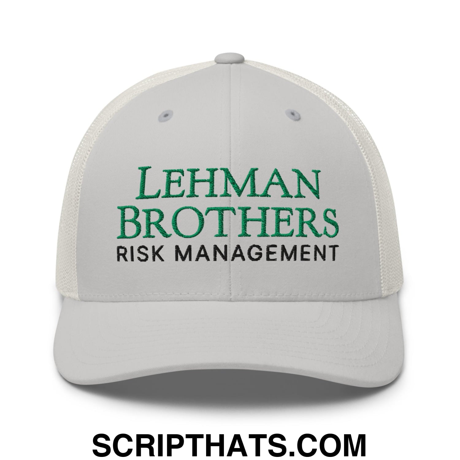 Lehman Brothers Risk Management Embroidered Mesh Trucker Hat Silver