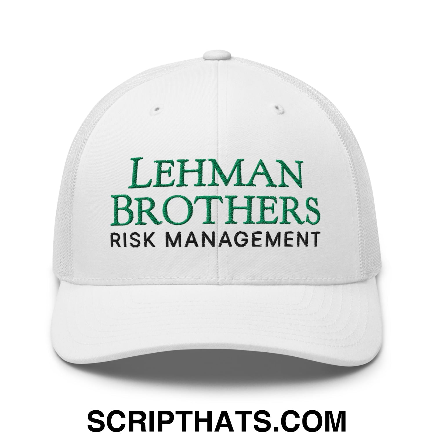 Lehman Brothers Risk Management Embroidered Mesh Trucker Hat White