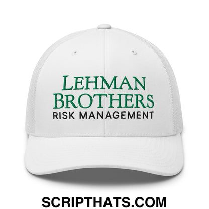 Lehman Brothers Risk Management Embroidered Mesh Trucker Hat White