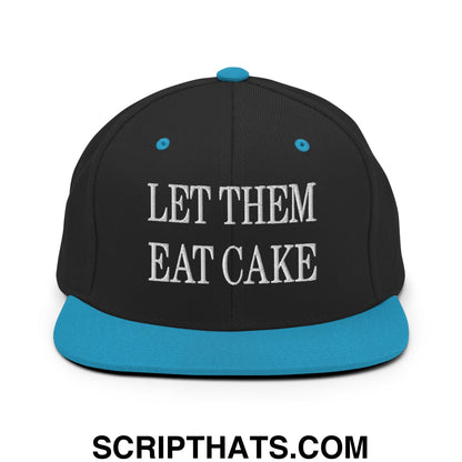 Let Them Eat Cake Embroidered Flat Bill Brim Snapback Hat Black Teal