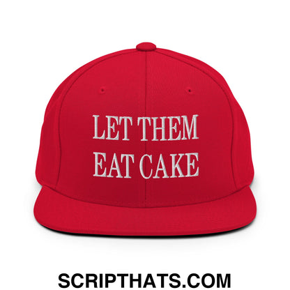 Let Them Eat Cake Embroidered Flat Bill Brim Snapback Hat Red