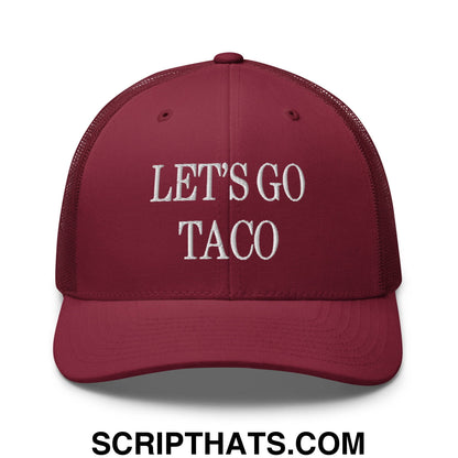 Let's Go Taco Embroidered Mesh Trucker Hat Cranberry