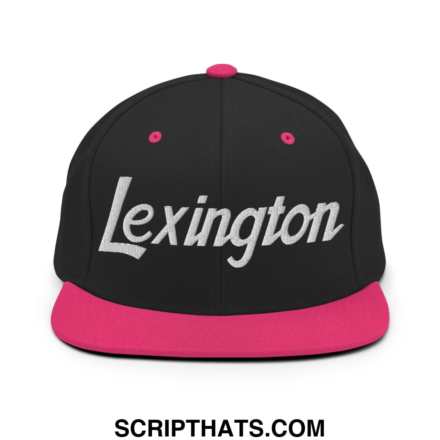 Lexington Script Snapback Hat Black Neon Pink