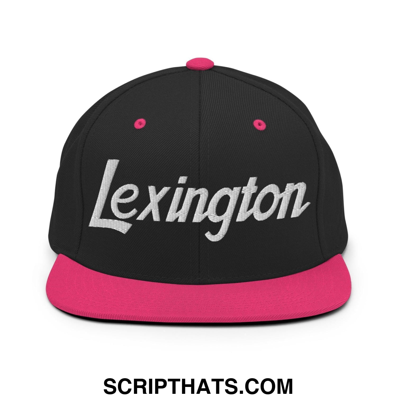 Lexington Script Snapback Hat Black Neon Pink